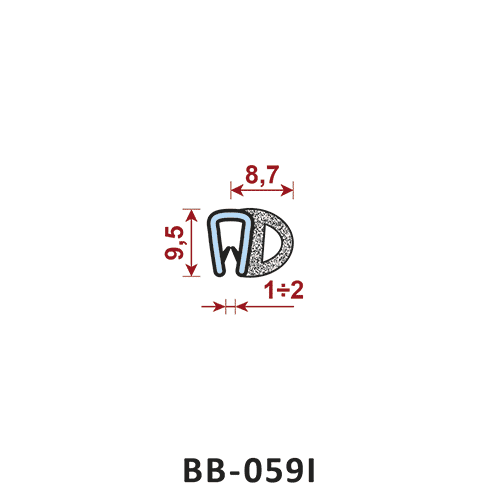 uszczelka krawędziowa BB-059I zakres zacisku 1-2 mm