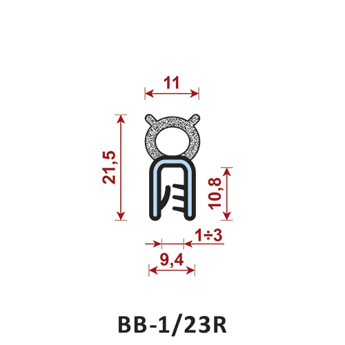 uszczelka krawędziowa BB-1/23R zakres zacisku 1-3/9,4 mm - uszczelka na rant