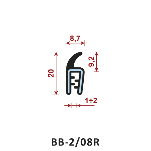uszczelka krawędziowa BB-2/08R zakres zacisku 1-2 mm