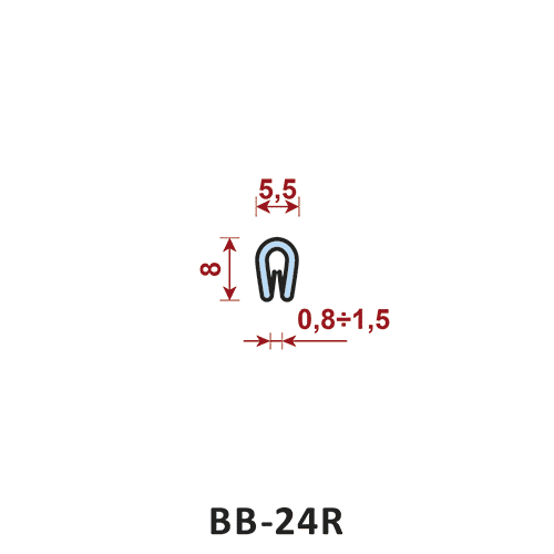 uszczelka krawędziowa BB-24R zakres zacisku 0,8-1,5 mm - uszczelka na rant
