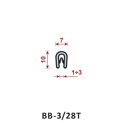 uszczelka krawędziowa BB-3/28T zakres zacisku 1-3 mm - uszczelka na rant