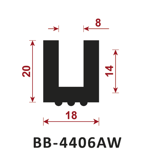 osłona krawędzi - uszczelka U BB-4406AW 8 mm