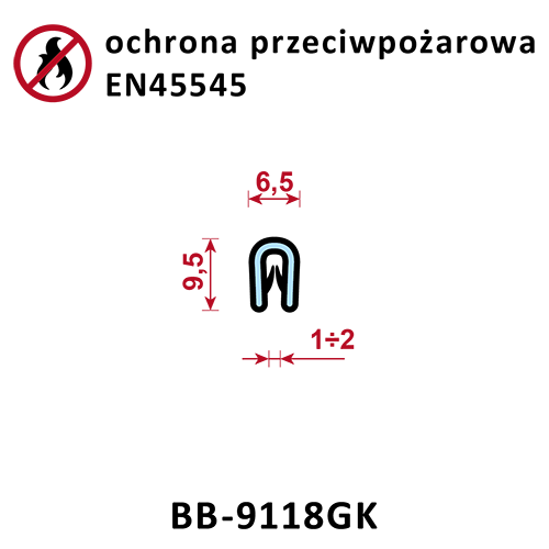 BB-9118GK uszczelka krawędziowa z ochroną przeciwpożarową EN45545
