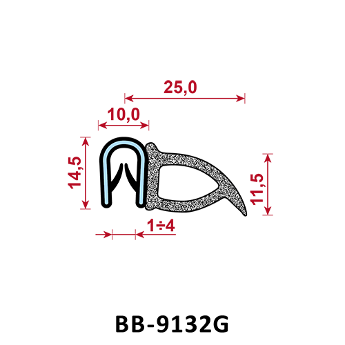 BB-9132G uszczelka na rant zakres zacisku 1,0-4,0 mm