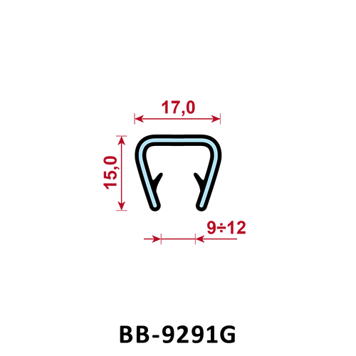 BB-9291G uszczelka gumowa krawędziowa zakres zacisku 9,0-12,0 mm