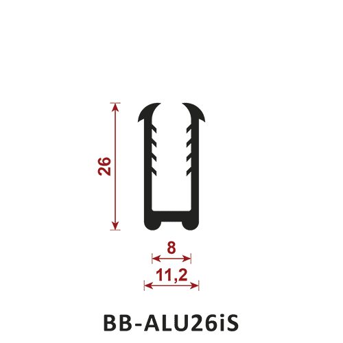 osłona krawędzi - uszczelka U BB-ALU26iS 8 mm