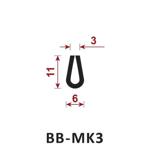 osłona krawędzi - uszczelka typu U BB-MK3 3 mm
