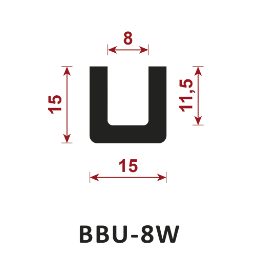 osłona krawędzi - uszczelka typu U BBU-8W 8 mm